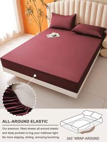 1 buc Cearșaf impermeabil de culoare solidă, Set de cearșafuri de pat, husă de saltea prietenoasă cu pielea, Cearșaf de pat moale și confortabil pentru pat, Protecție de saltea, Cuvertură de pat pentru dormitor, Husă de saltea pentru un somn confortabil, Potrivit pentru toate anotimpurile