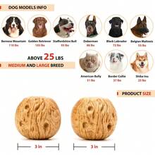 Willjoy Dog Chew Toys For Aggressive Chewers, Tough Dog Toys For Aggressive Chewers, Pine Wood And Nylon Indestructible Dog Toy, Bacon Flavor Large Dog Toys To Keep Them Busy - 2個裝 RollBalls - 查看 7