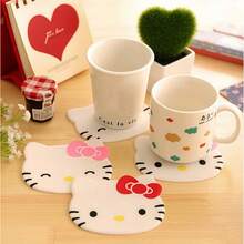 Sanrio 4/1pc 可爱Kitty卡通杯垫隔热垫防滑杯垫