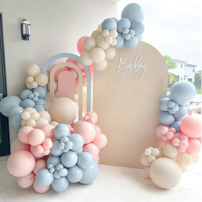 Kit de arco de globos rosa y azul, 125 globos rosas y azules para guirnalda de revelación de género, globos blancos de para decoración de revelación de género, fiesta de cumpleaños, baby shower, boda