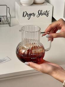 1pc创意高端浓缩咖啡壶圆底设计日式玻璃奶壶手冲咖啡分享壶玻璃咖啡壶 - 透明 - 查看 3