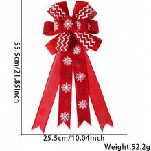 1 Stück Weihnachtsbaum Rot Schneeflocke Schleife Ornament Anhänger, Samt imitierter Leinen Schleife Weihnachtsparty Dekoration Zubehör, Schneeflocke Karomuster Schleife Anhänger, handgemachte Weihnachtsschleife aus rotem und grünem Samt mit Buchstaben, Weihnachtsbaum Dekoration Karomuster Polka Dot Schleife, Ahornblatt Schneeflocke Karomuster Schleife Festival Dekorationszubehör