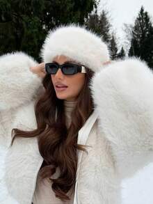 1pc Women's Solid Color Fluffy Hat, Soft Comfortable Warm Minimalist Cap, Casual Versatile Windproof Suitable For Daily Wear, Can Be Matched With Scarf, Autumn/Winter Autumn Decor - Multicolor - View 13