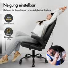 ALFORDSON Massage Office Chair, Computer Chair, Faux Leather Desk Chair, 150 Kg Load Capacity, 90-135° Backrest, Height-Adjustable Ergonomic PC Chair, Black - Black - View 5
