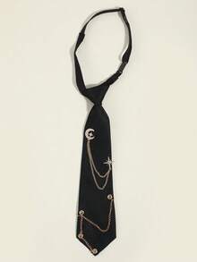 1件女士时尚水晶月亮星星金/银链可拆卸流苏黑色领结，适合宴会、派对、送礼、衬衫、学校服装、圣诞装饰等场合。 - 多色(月亮星星) - 查看 13