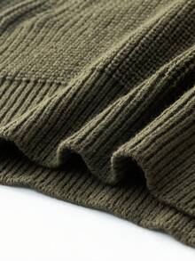 LOOKUN Men's Winter Clothing, Casual Loose Minimalist Solid Color Retro American Style Zip-Up Polo Collar Sweater, Versatile For Daily Wear And Outdoor Commute - Dark Green - View 7