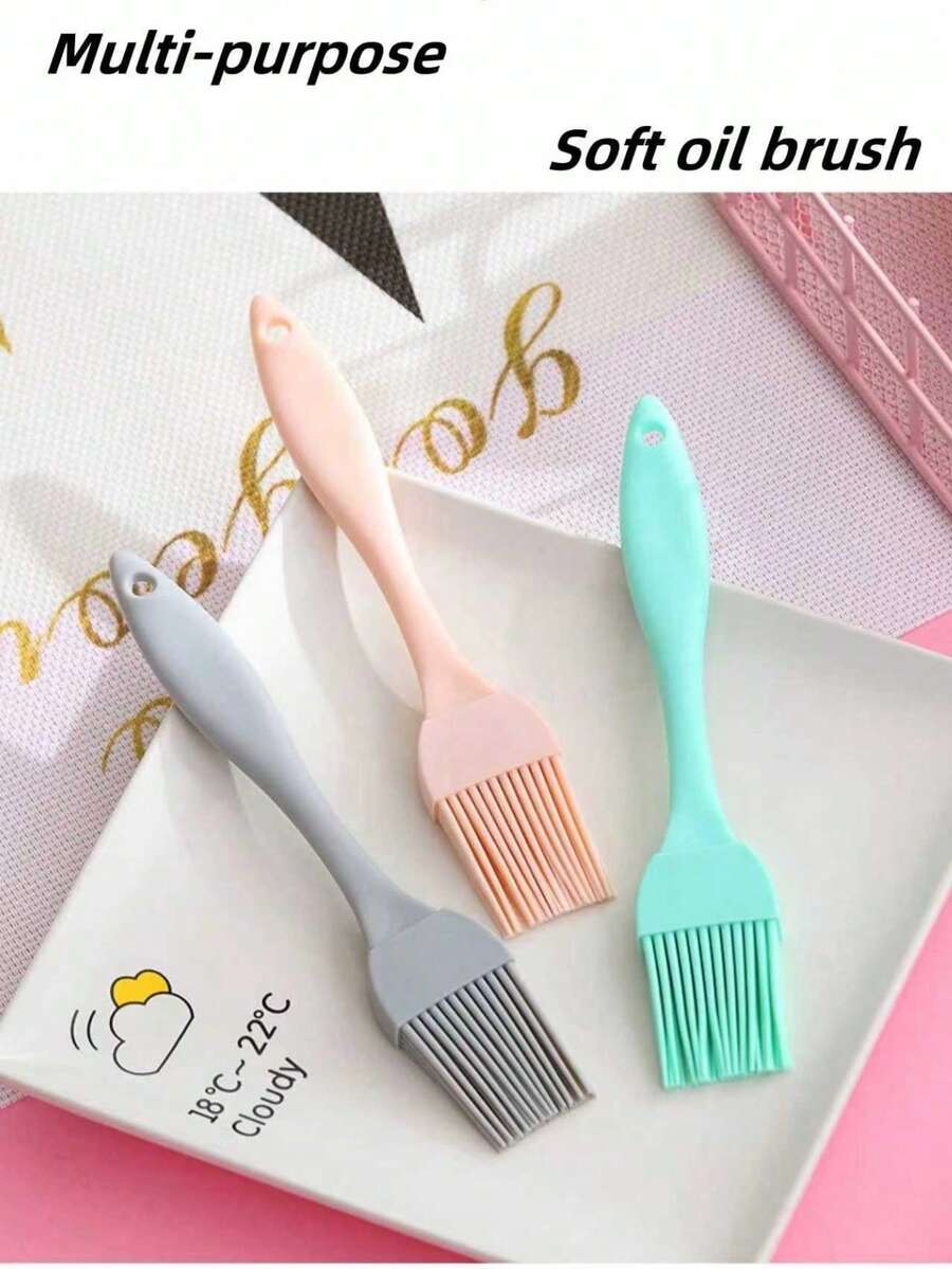 1 pieza/3 piezas Brocha de silicona para untar, brocha para aceite, brocha para parrilla de barbacoa, brocha para salsas, para barbacoa, parrilla, pasteles, cocina, hornear
