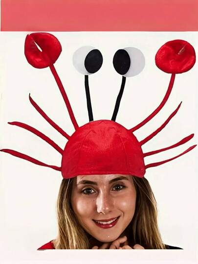 1 pièce Chapeau de crabe mignon et amusant unisexe, cadeau, fête, accessoire de scène, chapeau de homard crabe, costume de fête, accessoire de scène