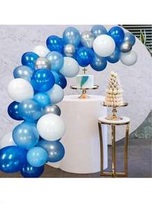 68pcs/Set Blue, White & Silver Balloon Arch & Garland Kit, Suitable For Birthday, Wedding, Christening, Graduation, Anniversary Party Decoration - Includes Chains, Balloon Garlands, Balloon Arches, Wedding Decor, Event Styling, Holiday Wreaths, Elegant Balloons, Balloons, Balloon Bouquets, Wedding Organizers, Party Hosts - Multicolor - View 5