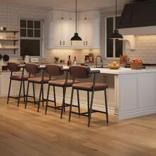 Techigher Bar Stools Set Of 2, Kitchen Breakfast Bar Chairs With Upholstered Backrest & Footrest, Counter Height Barstools Set With Arms, Modern Kitchen Island Stool, For Kitchen Counter Apartment Pub - Brown - View 6