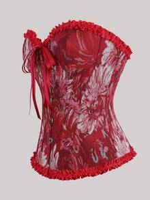 Gorset damski w stylu vintage z koronkową lamówką, modny gorset, świąteczne ubrania na Halloween, damskie topy na Nowy Rok 2026, nowość