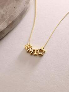 1pc Personalized Y-Shaped Name Necklace, Can Customize 1-12 Letters, Stylish Jewelry Gift, Gold-Plated Name Necklace - Style 3 - View 7