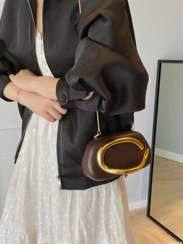 Mini Coffee Leather Clutch - The Perfect Valentine's Day Gift, A Comfortable And Stylish Handbag That Is Lightweight And Portable, Featuring An Anti-Loss Chain, Fashionable Personalized Gift Options, Suitable For All Occasions With A Style, Enjoy A Sense Of Luxury At An Affordable Price, A Party Bag, Perfect For Parties