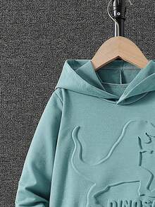 2pcs Young Boy Casual 3D Dinosaur Pattern Hooded Sweatshirt And Pants Set, Spring/Autumn - Baby Blue - View 4