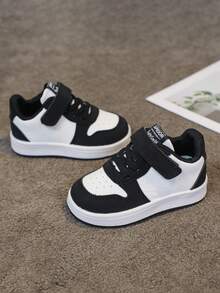 1 Pair Classic Black & White Contrast Design Baby Casual Sneakers, Versatile And Fashionable For Any Outfit, Suitable For Everyday Wear And School