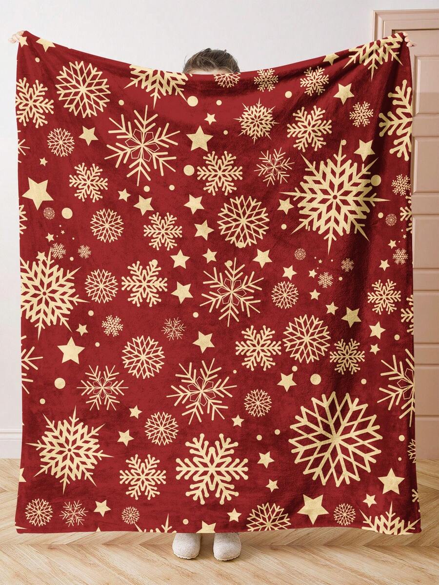 1 pătură din fleece cu model de Crăciun, pătură moale și caldă de pluș, potrivită pentru decorul casei, camera de zi, canapea, somnul de după-amiază, șezlongul și dormitorul