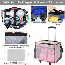 Extra Large Rolling Cleaning Caddy Bag With Detachable Foldable Trolley Portable Cleaning Cart For Housekeeping Cleaning Caddy With Adjustable Shoulder Strap And Multiple Storage Pockets - RoseRed - View 4
