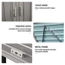 Garbage Bin Shed Stores 3 Trash Cans Metal Outdoor Bin Shed For Garbage Storage,Stainless Galvanized Steel, Bin Shed For Garden Yard Lawn,Grey