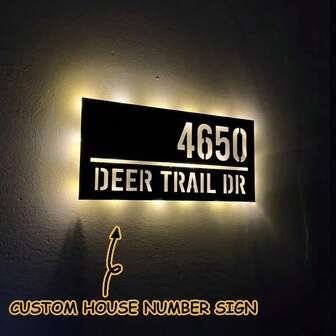 3 tailles disponibles ! Panneau d'adresse en métal moderne, numéro de maison et nom de rue en métal, cadeau de panneau d'adresse, plaque d'adresse extérieure personnalisée, cadeau d'adresse de maison moderne