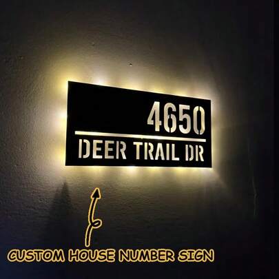 3 Size Options! Modern Metal Address Plaque, Metal House Number And Street Name, Address Plaque Gift, Customized Outdoor Address Plate, Modern Residential Address Gift