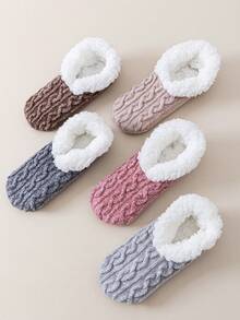 一双加厚保暖地板袜，内里带绒毛，袜底硅胶防滑，室内鞋套。毛绒袜，蓬松袜 - 彩色 - 查看 4