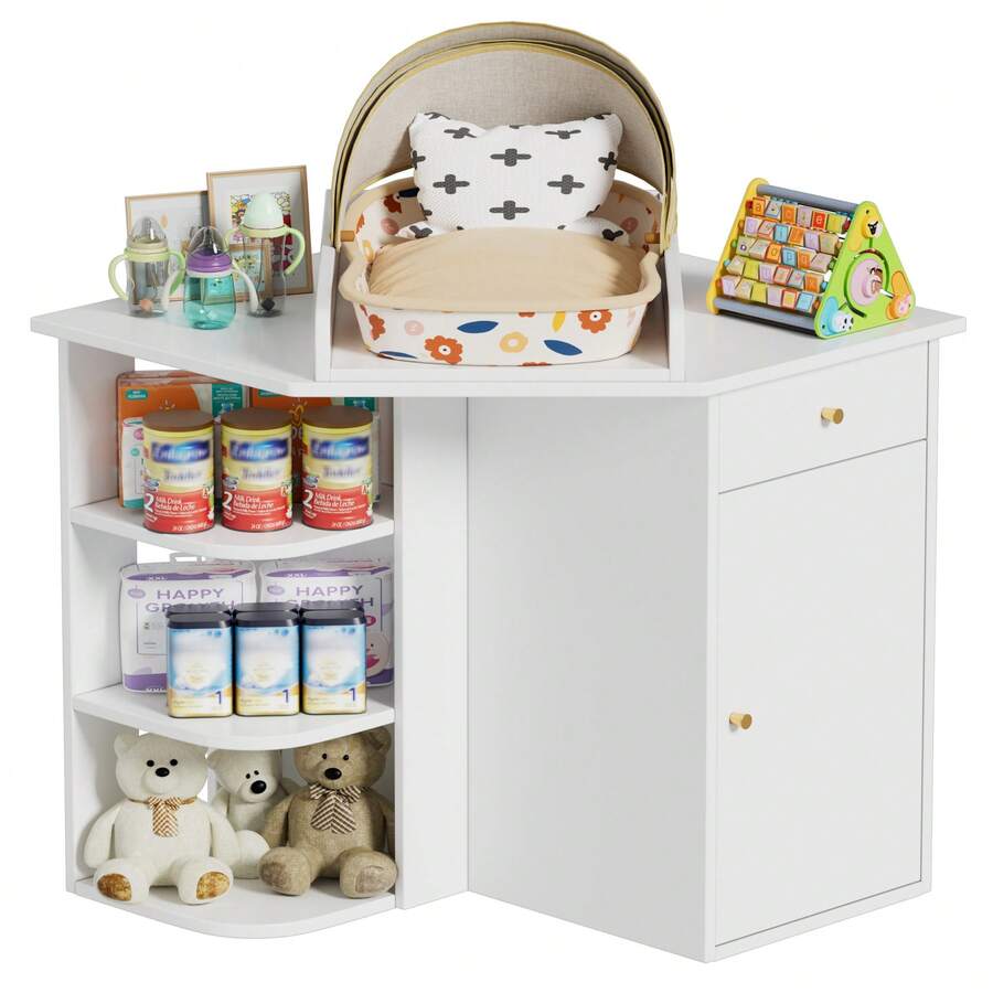 AYYDS Changing Table With Changing Top, Changing Table, Chest Of Drawers With 2 Drawers, Removable Changing Top, White - White - View 1