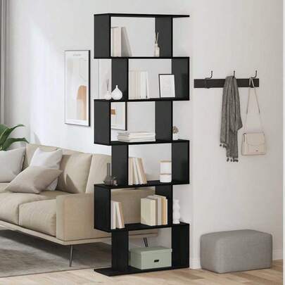 Libreria Larryhot nera 70 x 24 x 193,5 cm Legno ingegnerizzato, resistente e durevole, facile da montare, stile decorativo, adattA, Per riporre soprammobili, statuette, libri, piccoli oggetti, ecc.