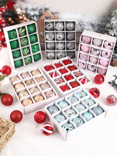 12个6厘米圣诞派对装饰球，圣诞挂球，塑料彩绘球，圣诞装饰品，适用于圣诞树装饰、家居装饰、房间装饰、卧室装饰、新年装饰、圣诞装饰、户外装饰、节日派对装饰、圣诞派对用品、圣诞主题挂饰、活动派对礼物、圣诞球礼品套装、新年快乐、送给亲朋好友的礼物、冬季圣诞装饰、家居圣诞礼物、圣诞装饰