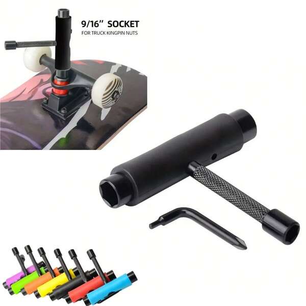 1pc Skateboard Tool Wrench L-Shaped Skating Repair Spanner K-T Integrated T-Screwdriver For Loosening And Adjusting Main Bridge Nuts, Deck Screws With Compatible T-Wrench – Essential Board Maintenance Tools, T Tool For Skateboard, Skate Tools, Deck Screwdriver, Skateboard Adjustment, Multifunctional Wrench, Compact Tool, Precision Tool, Corrosionresistant, Skaters, Skateboard Enthusiasts