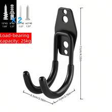 Heavy Duty Steel Garage Hooks - Wall Mount Organizer For Power Tools, Ladders, Bikes & More - Easy Installation, Contemporary Style Storage Solution - Black, Versatile Hanging Hooks | Wallmounted Hooks | Easyinstall Hardware, Hooks For Hanging Stuff,Double Layer Wall Mount Utility Organizer For Mop, Broom, Power Tools, Ladders, Bicycles - Painted Steel Tool Hanger With Heavy Duty Capacity