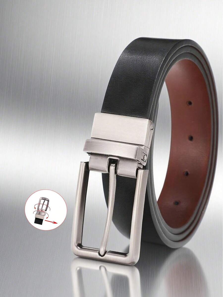 二合一双面男士腰带，正装腰带，带可旋转双面扣 - 雙面款 - 查看 1
