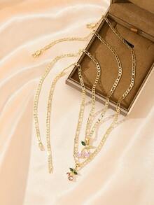 1 Exquisite And Elegant Shiny Small Red Cherry & Large Pink Cherry Copper Pendant Copper Inlaid Zirconia Necklace, Suitable For Giving To Girls/Boys/Family/Friends/Versatile/Light Luxury/Party/Banquet/Festival/Christmas/Thanksgiving/Halloween/Gift