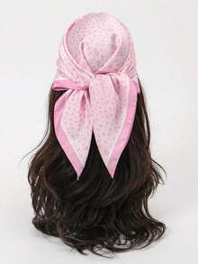 1 Pc Simple Print 70 Square Scarf, Women Bandana Style Waist Tie Accessory Or Wrap, Fashionable Scarf Women, Spring Dress - Đen và trắng - Xem 6