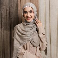 1pc New Fashionable Casual Soft Comfortable Breathable UV Protection Warm Scarf, Suitable For Daily Wear, Festivals And Celebrations, Autumn/Winter, 100% Cotton Material, Hand-Dyed, Solid Color Hijab Scarf For Women - Multicolor - View 1
