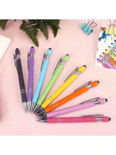3pcs Random Stylus Pen With Aluminum Barrel, Spray Coating, Metal Ball Pen, IPad Capacitive Touch Pen, Promotional Gift Pen, Engraving