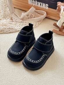 Botas de tobillo para niños, botas de suela blanda para niños para otoño/invierno, nuevos zapatos de princesa para bebé, zapatos de cuero estilo coreano para niñas pequeñas