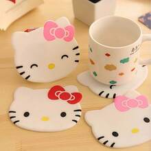 Sanrio 4/1pc 可爱Kitty卡通杯垫隔热垫防滑杯垫