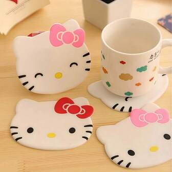  Sanrio 4/1pc 可爱Kitty卡通杯垫隔热垫防滑杯垫