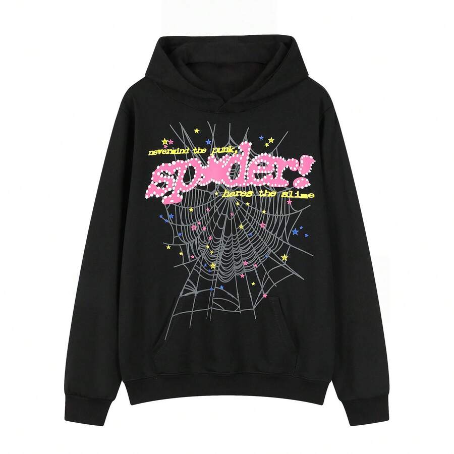 2025 New Sp5der Creative Long Sleeve, Spider Web Graphic Hoodies, Men And Women Couples Long-Sleeved Black T-Shirt - Đen 7 - Xem 1