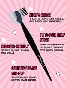 Misslyn Eyebrow Trimmer, Sharp, Contoured To Brow Shape, Non-Slip, Portable, Beginner-Friendly, Eye Makeup, Eyebrows, Eyebrow Grooming, Brow Shaping, 3D Eye Makeup, Students, Beginners, Create Natural Brows - Black - View 4