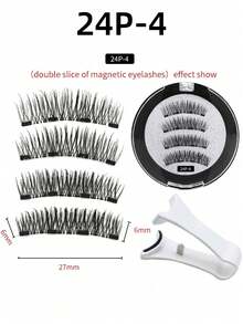 1 Set 4 pezzi Kit Eyeliner Magnetico e ciglie Magnetiche - ciglie Finte Magnetiche Riutilizzabili per Occhi a Volpe Naturali, Allungano e Incurvano le ciglie, Adatte per Ognissanti, ciglie 3D Arricciate e Morbide Senza Colla, Comode da Indossare, ciglie Finte in Finta Pelliccia di Visone da 5-11mm per Uso Quotidiano