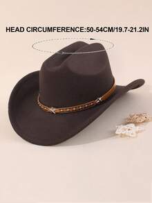 1 件儿童西部牛仔帽，男女通用宽边爵士帽，可拆卸，适合日常、户外、度假、派对服装 - 1PC - 查看 6