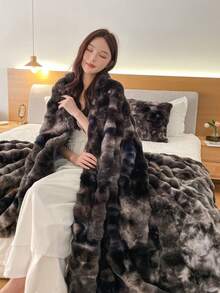 1pc Luxury Tie-Dye Faux Fur Blanket - Soft, Warm, Comfortable, Multipurpose, Suitable For All Seasons - Great For Bedroom, Guest Room, Living Room, Dorm, Car, Sofa, Travel And Outdoor Activities