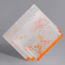 3pcs A4/A5/A6 Sequin Binder Pockets - PVC Material, Office And School Storage - Multicolor - View 8