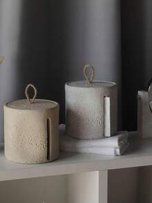 1 cutie rotundă creativă pentru șervețele, suport minimalist pentru șervețele din rășină, dozator de role de hârtie igienică, design cu piatră artificială, potrivit pentru casă, baie, dormitor, decor pentru living, birou - Multicolor - Vizualizare 2