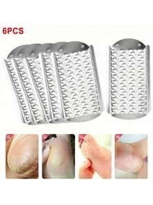 6Pcs Brand New Foot Callus File, 6cm*14cm Undamaged Full Size, Salon Professional Use, Replaceable Blades, Bonus Egg Shaped Grinder And 3 Sandpapers, No Pre Soaking - Silver - View 12