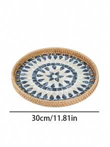 1pc Ins Style Natural Handwoven Minimalist Forest Rattan Storage Tray, Round Creative Woven Tray, Multifunctional Snack Plate, Jewelry Organizer Tray, Suitable For Home Decor, Bedroom Storage, Dining Table Food Arrangement, Can Hold Coffee, Bread, Fruits And Other Items To Enhance Living Quality