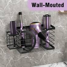 GOOVILLA Hair Dryer Holder - With Dedicated Space For Hair Dryer, Hair Tool Organizer Rack, Holds Curling Irons & Combs - 黑色 - 查看 7