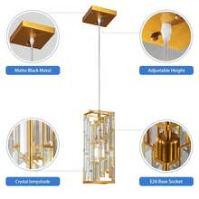 YQYYFC Modern Pendant Light Chrome Pendant Lighting, Mini Crystal Chandeliers,Adjustable Pendant Light Fixture For Kitchen Island Dinning Room Bedroom (1 Pack) - 金子 - 查看 4