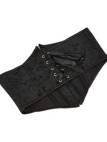 Women's Vintage Jacquard Waist Trainer, Tight Tummy Control Corset Waist Belt For Outerwear Halloween Costume